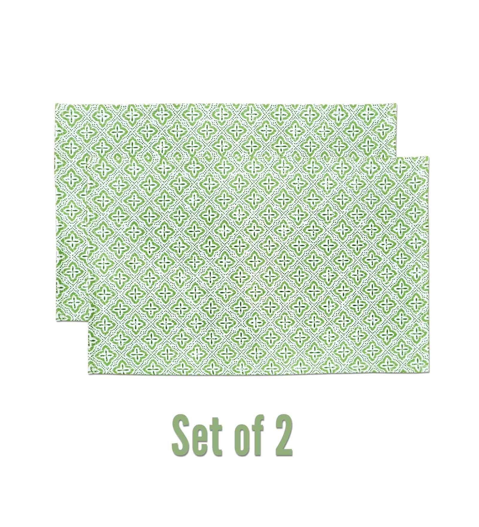 ana-traditional-table-placemats-set-of-2-cotton-printed-premium-green---heat-resistant---washable----xjtbgi
